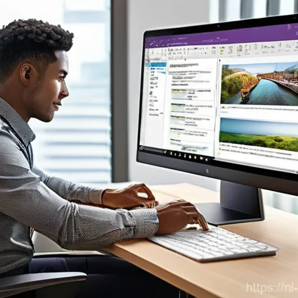 Microsoft OneNote 활용법 - **Prompt 1: "Digital Workspace Mastery"**
"A clean, minimalist home office bathed in soft, natur...