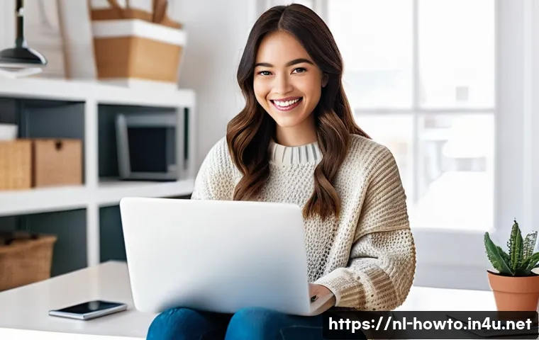 온라인 쇼핑 활용법 - **Prompt:** A young woman, appearing to be in her late 20s, is comfortably seated at a modern desk i...