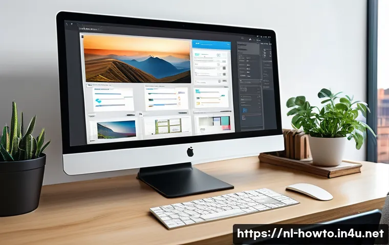 웹디자인 도구 활용법 - A modern web designer workspace showing a clean, intuitive user interface on a large widescreen moni...