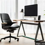 Home 19 원격 근무 활용법 - A modern Dutch home office setup featuring an ergonomic adjustable office chair with lumbar support ...
