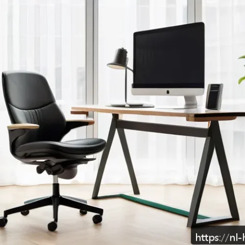Home 31 원격 근무 활용법 - A modern Dutch home office setup featuring an ergonomic adjustable office chair with lumbar support ...